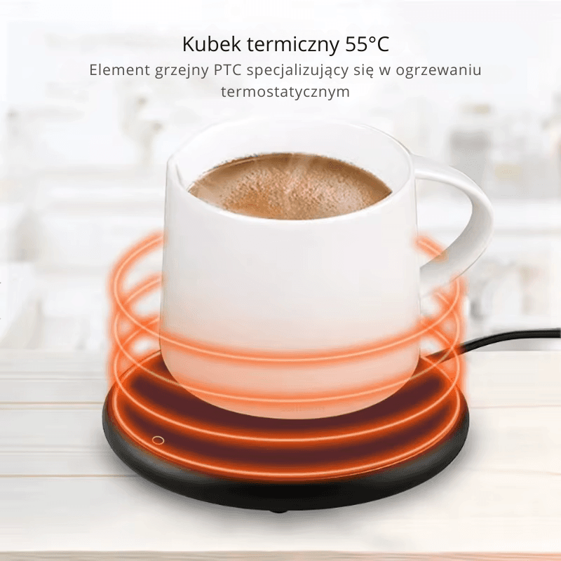 Podgrzewacz do kubka – elektryczna podkładka grzewcza na USB do kawy, herbaty, mleka i wody, inteligentna podstawka termostatyczna do domu i biura