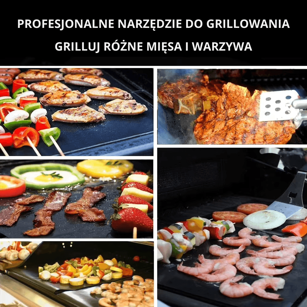 3–10 szt. Nieprzywierające Maty do Grilla – 40x33 cm, Wielokrotnego Użytku, Odporne na Wysoką Temperaturę, Łatwe w Czyszczeniu