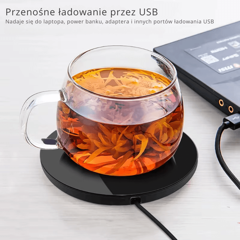 Podgrzewacz do kubka – elektryczna podkładka grzewcza na USB do kawy, herbaty, mleka i wody, inteligentna podstawka termostatyczna do domu i biura