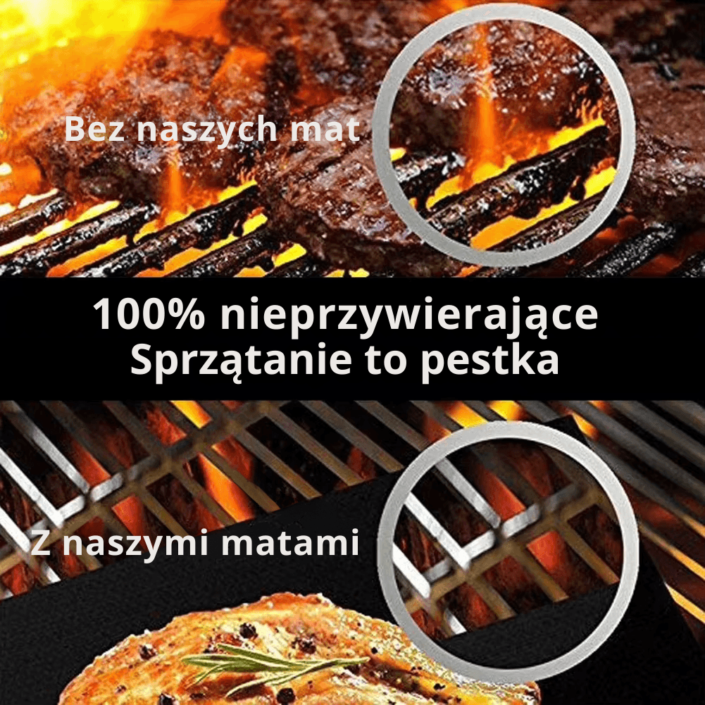 3–10 szt. Nieprzywierające Maty do Grilla – 40x33 cm, Wielokrotnego Użytku, Odporne na Wysoką Temperaturę, Łatwe w Czyszczeniu